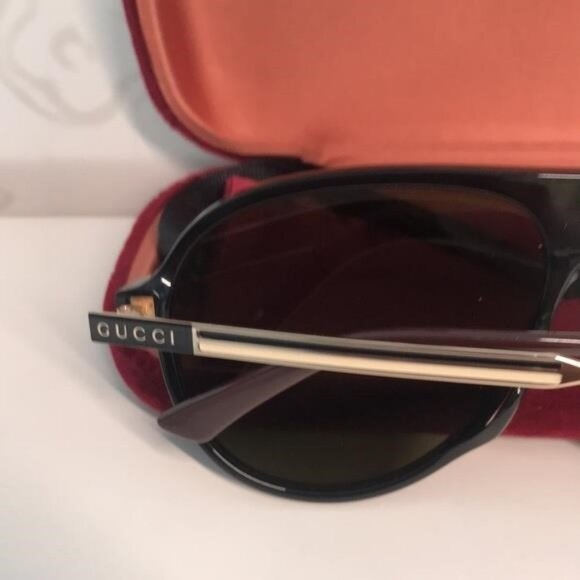 New Authentic  Gucci GG0829SA 002 – Black & Ruthenium Aviator Green Lenses ✨ - Picture 11 of 11
